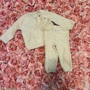 Cream Knit Baby Sweater and Pants Set